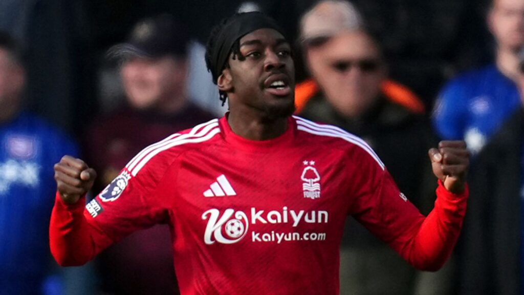 Anthony Elanga celebrates the first goals for Forest