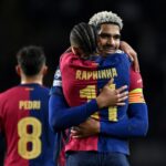 Raphinha and Araujo Hansi Flick Barca osasuna Barcelona