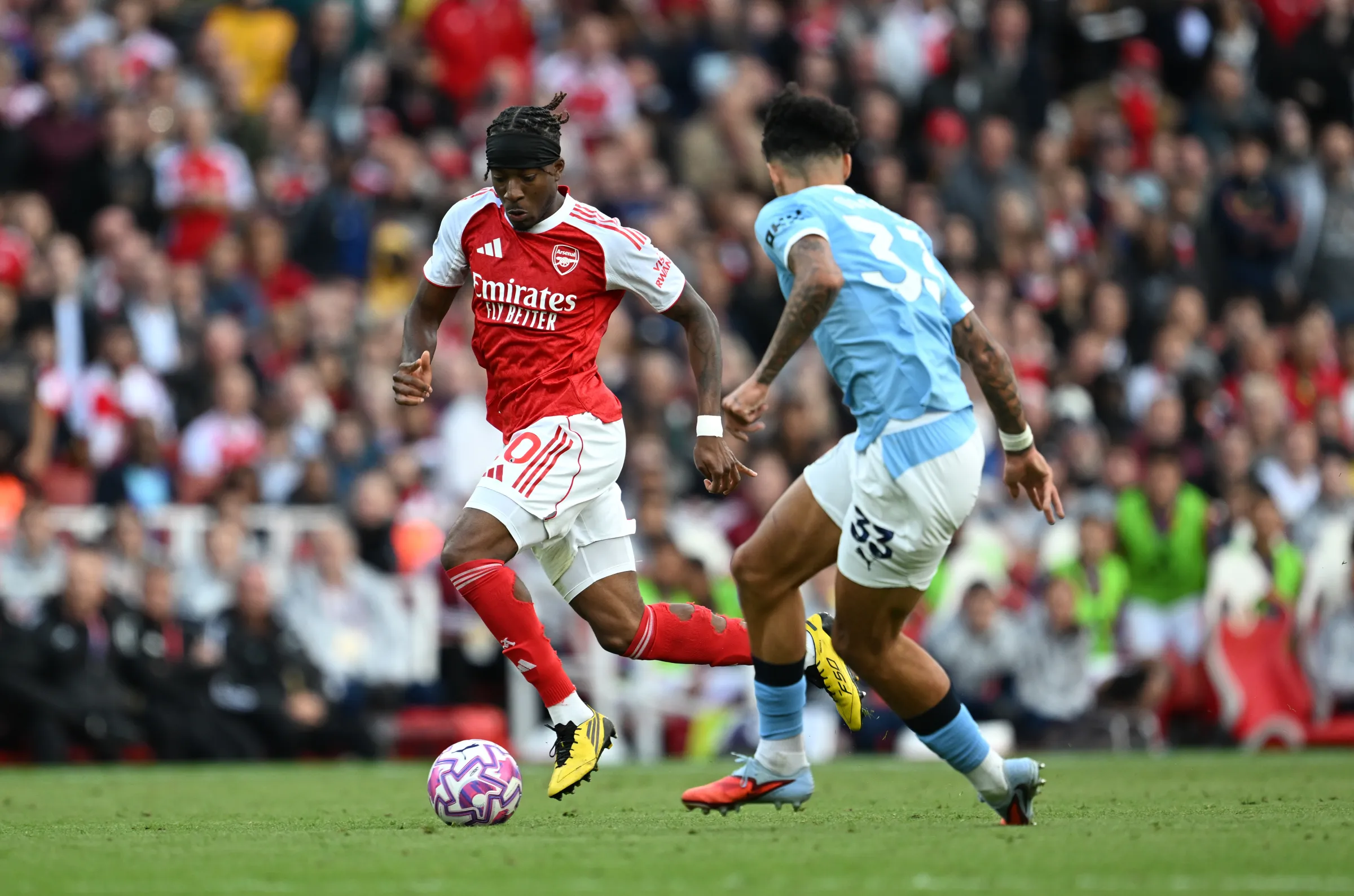 Noni Madueke sustains an injury against Man City