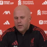 Arne Slot speaking to the press after 4-1 loss to PSV