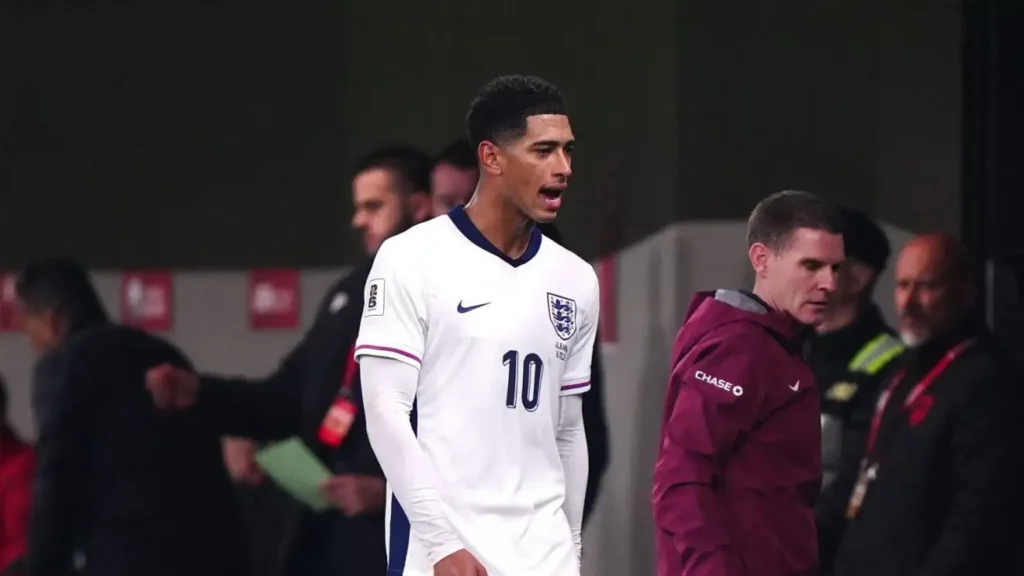 Jude Bellingham frustrated after substitution against Albania